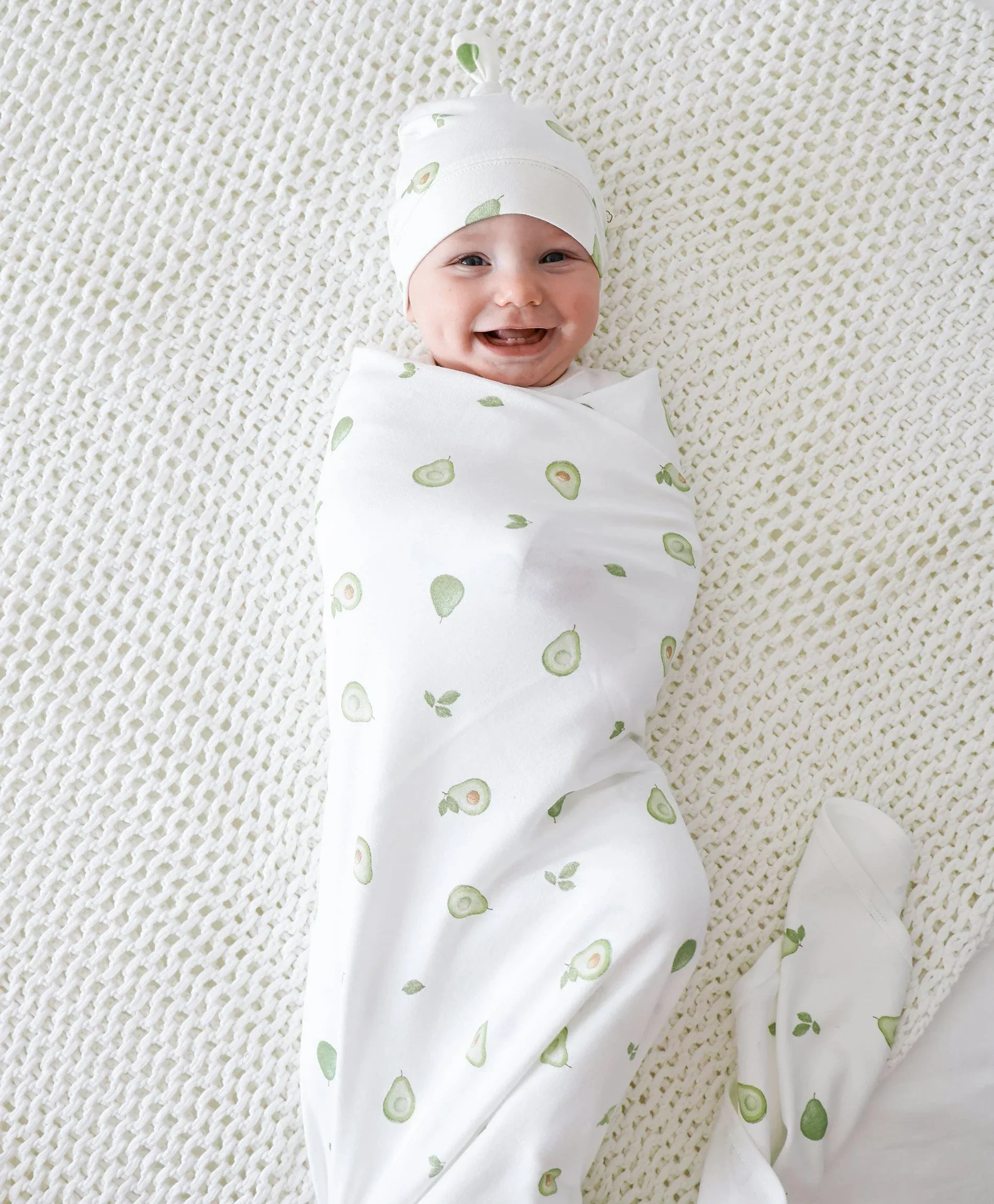 Organic Cotton Baby Swaddle Wrap - Avocados - Image 6