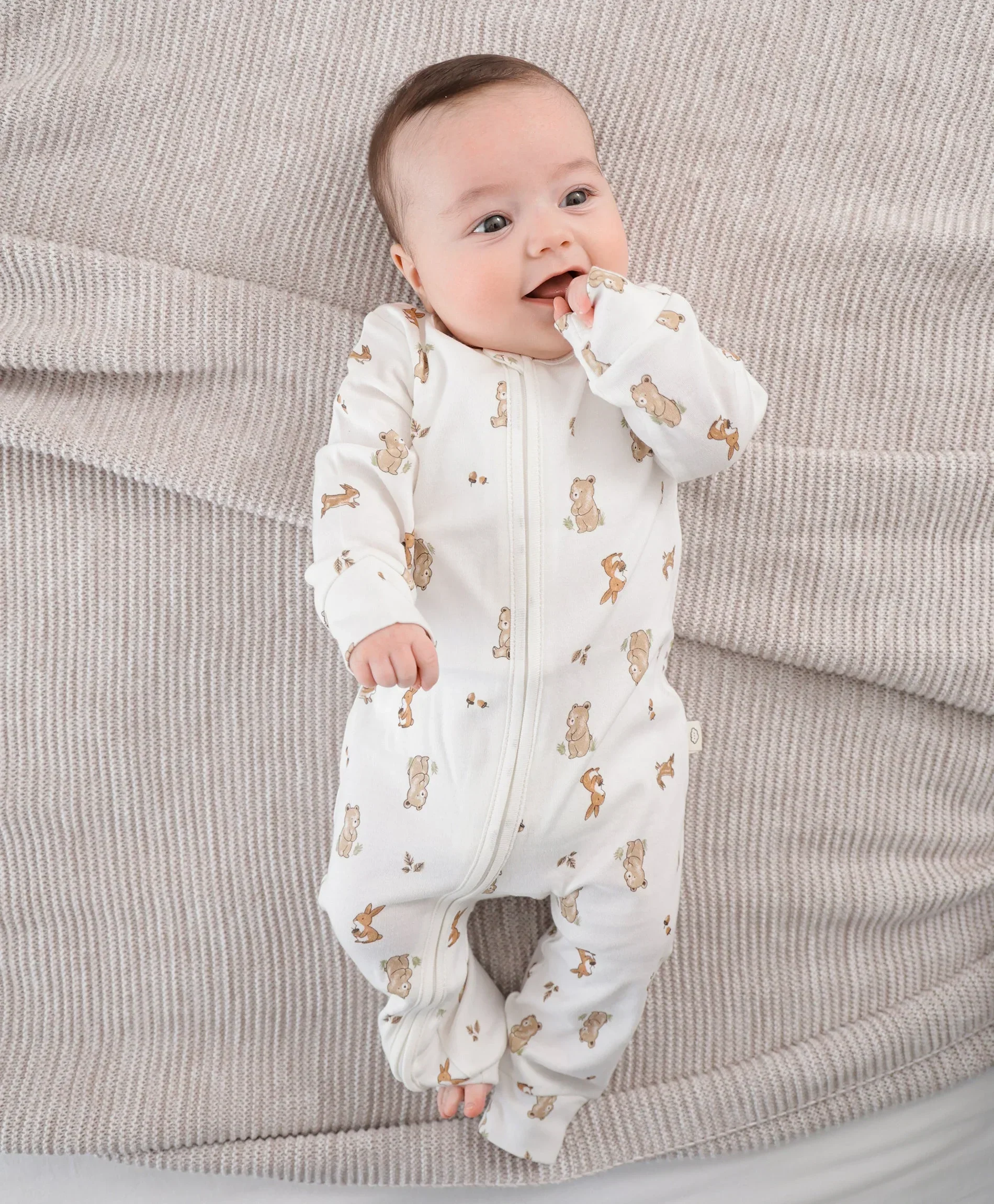 Organic Cotton Growsuit - Bear & Bunny - Image 3