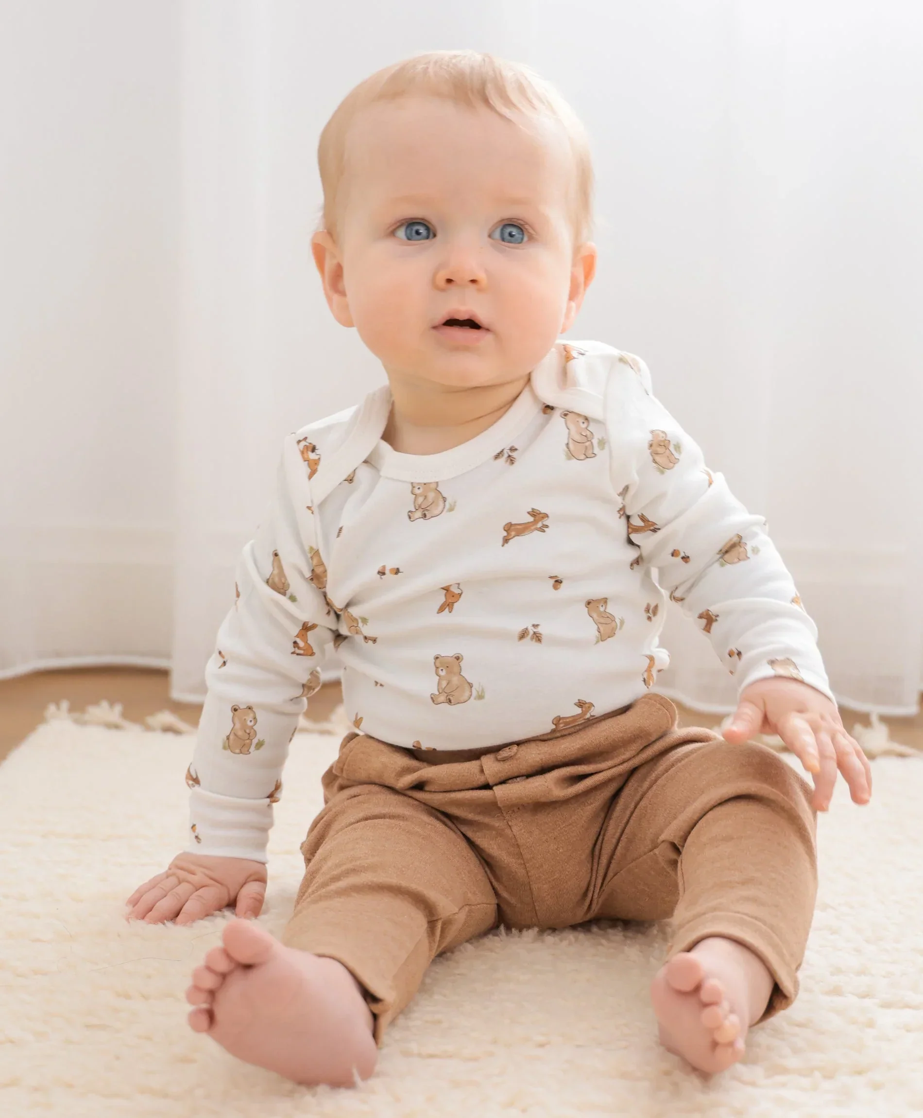 Organic Cotton Baby Long Sleeve Bodysuit - Bear & Bunny - Image 5