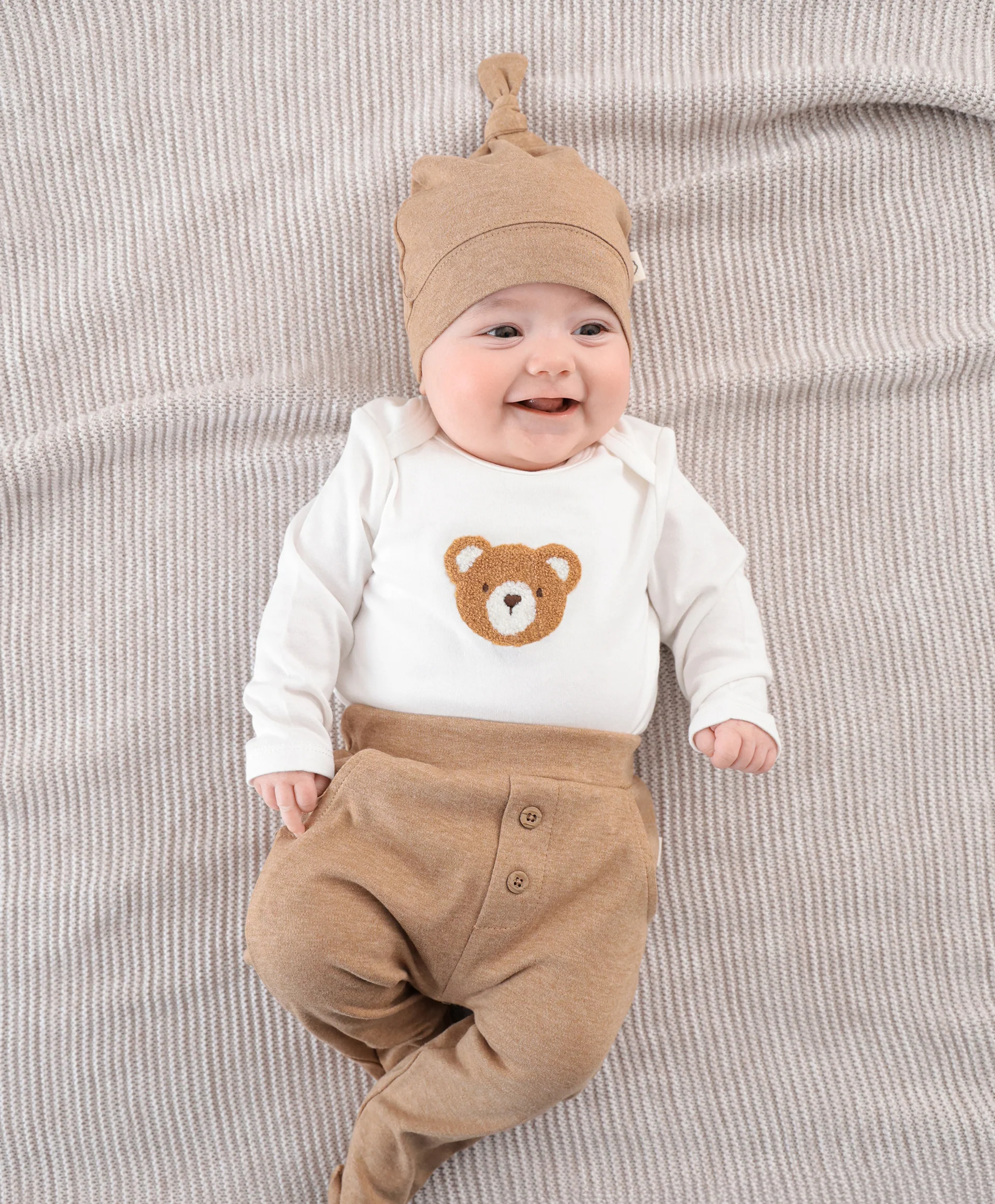 Organic Cotton Long Sleeve Bodysuit - Chenille Bear - Image 3