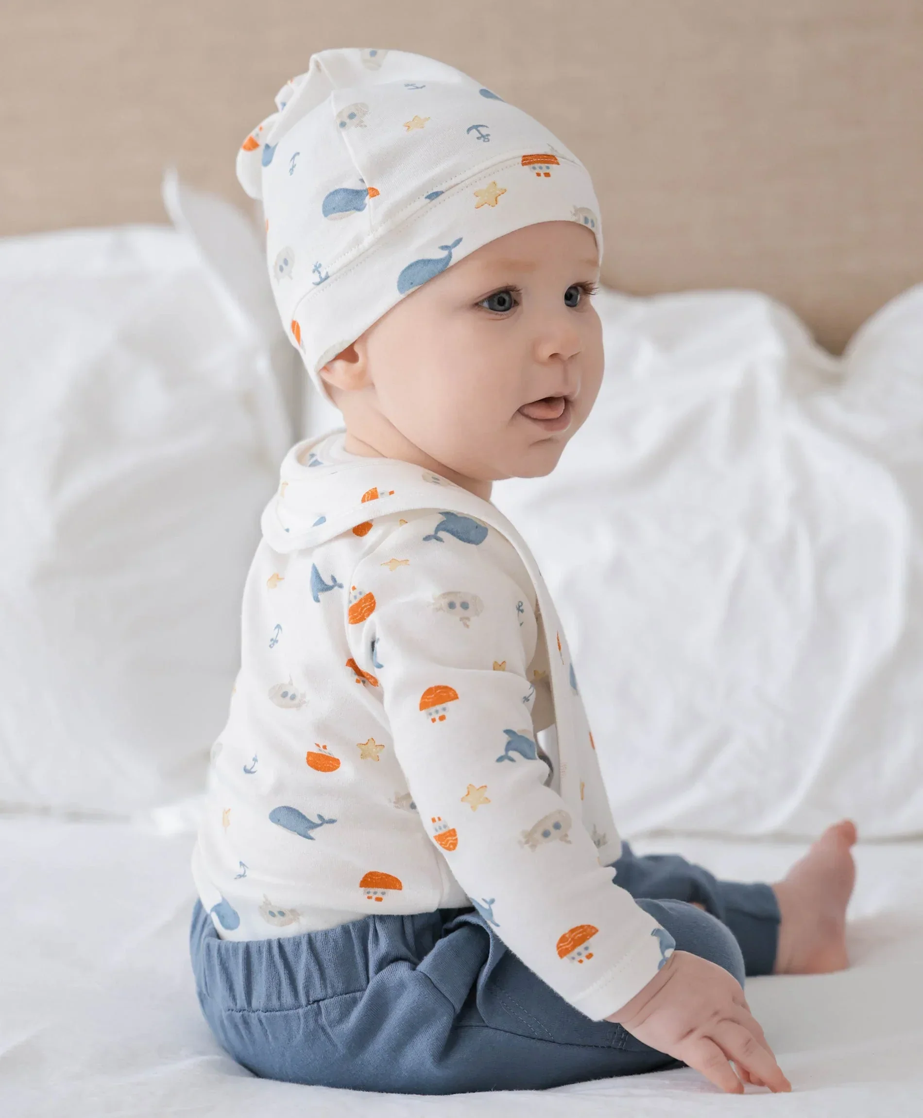 Organic Cotton Baby Long Sleeve Bodysuit - Sea - Image 3