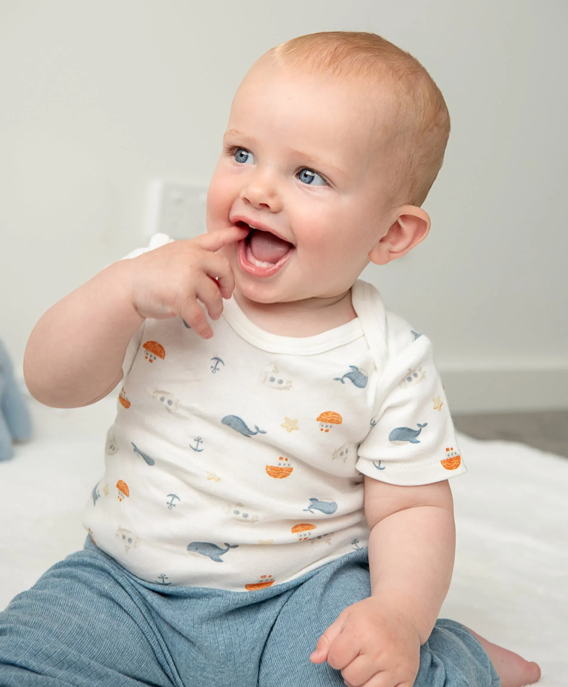 Organic Cotton Baby Short Sleeve Bodysuit - Sea - Image 3