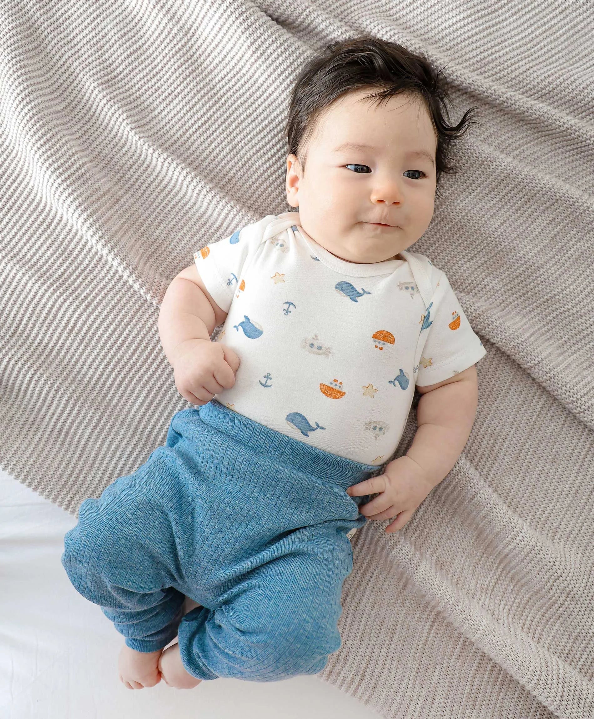 Organic Cotton Baby Short Sleeve Bodysuit - Sea - Image 5