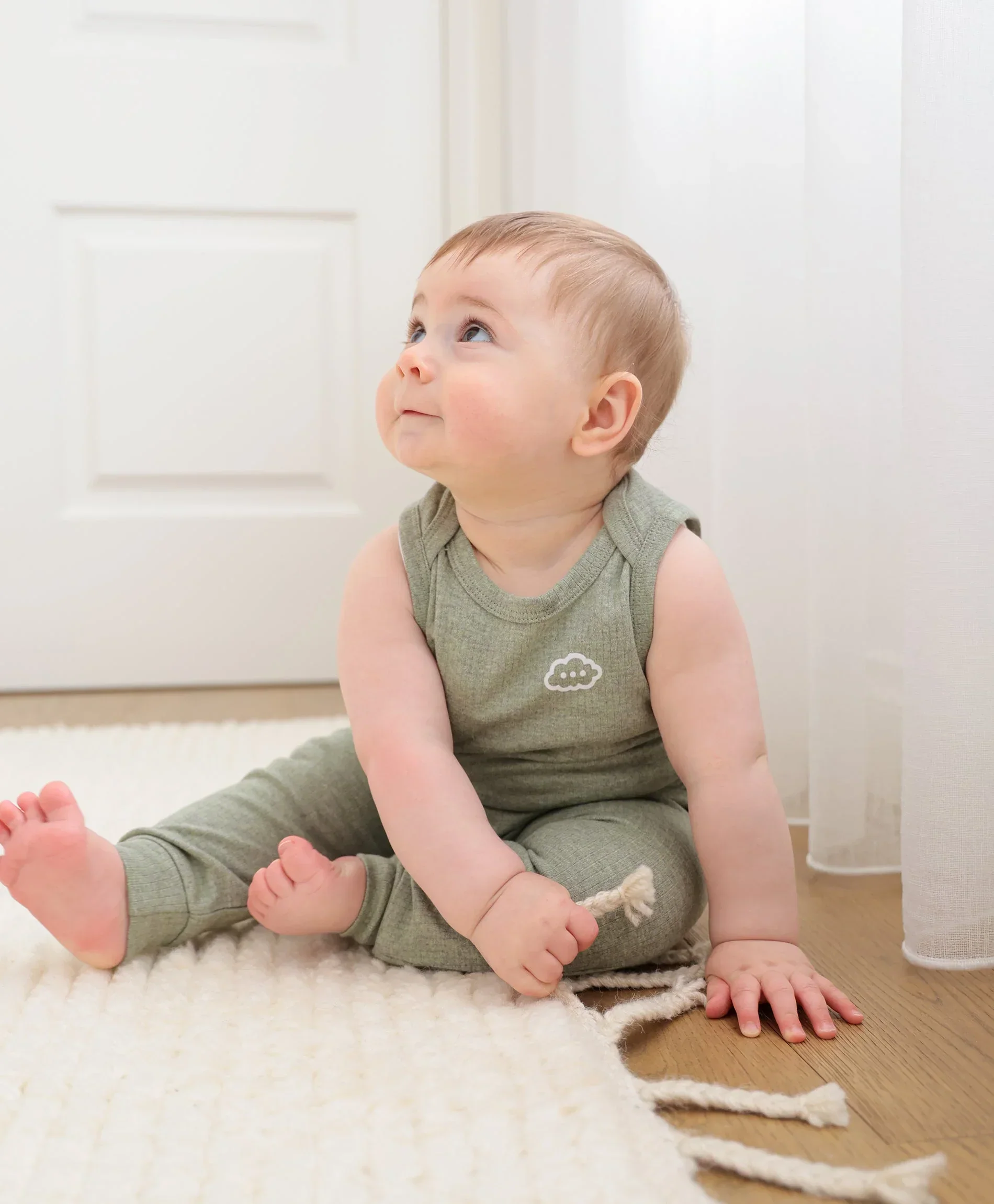 Organic Cotton Singlet Bodysuit - Heather Forest Green - Image 3