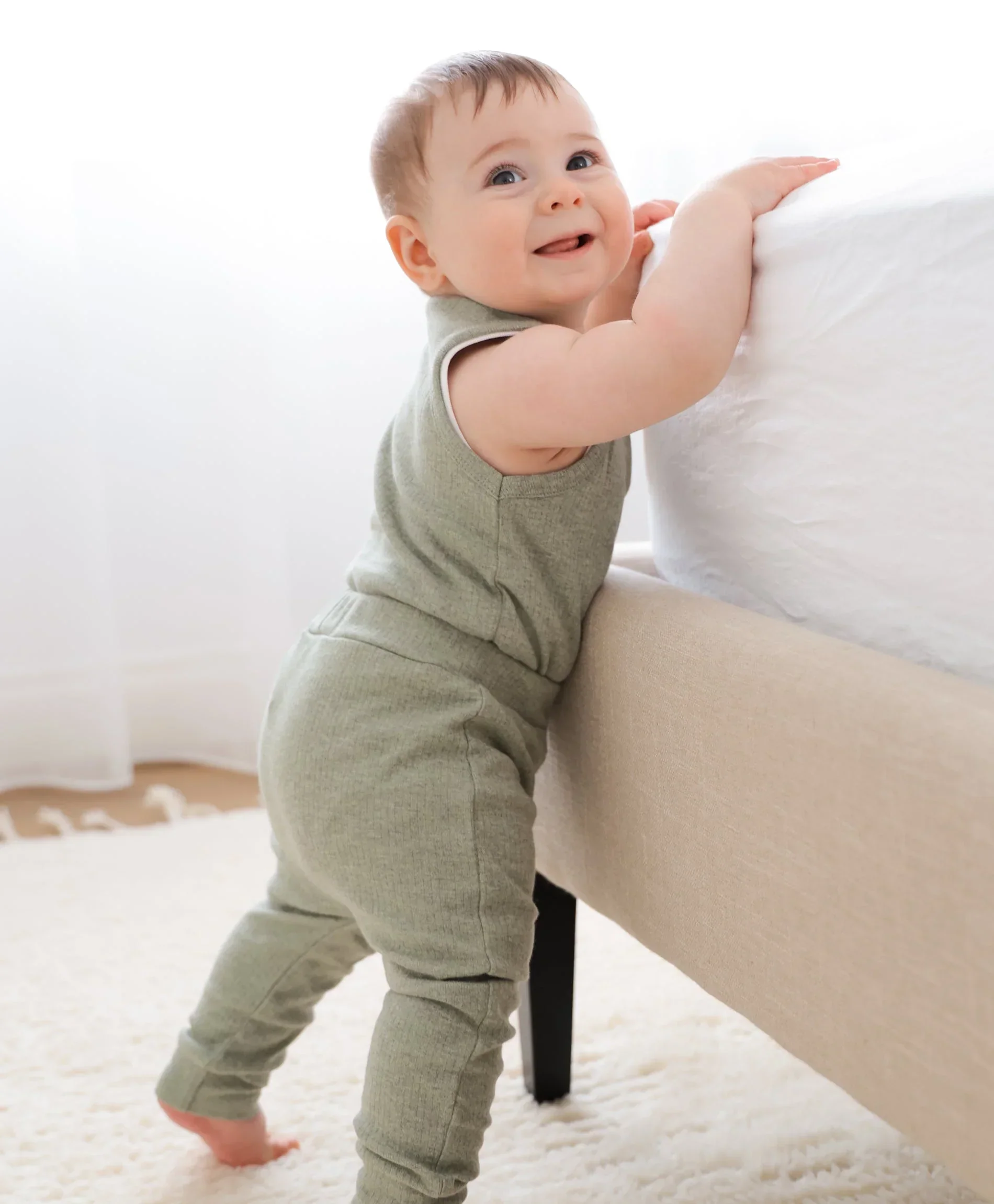 Organic Cotton Singlet Bodysuit - Heather Forest Green - Image 4