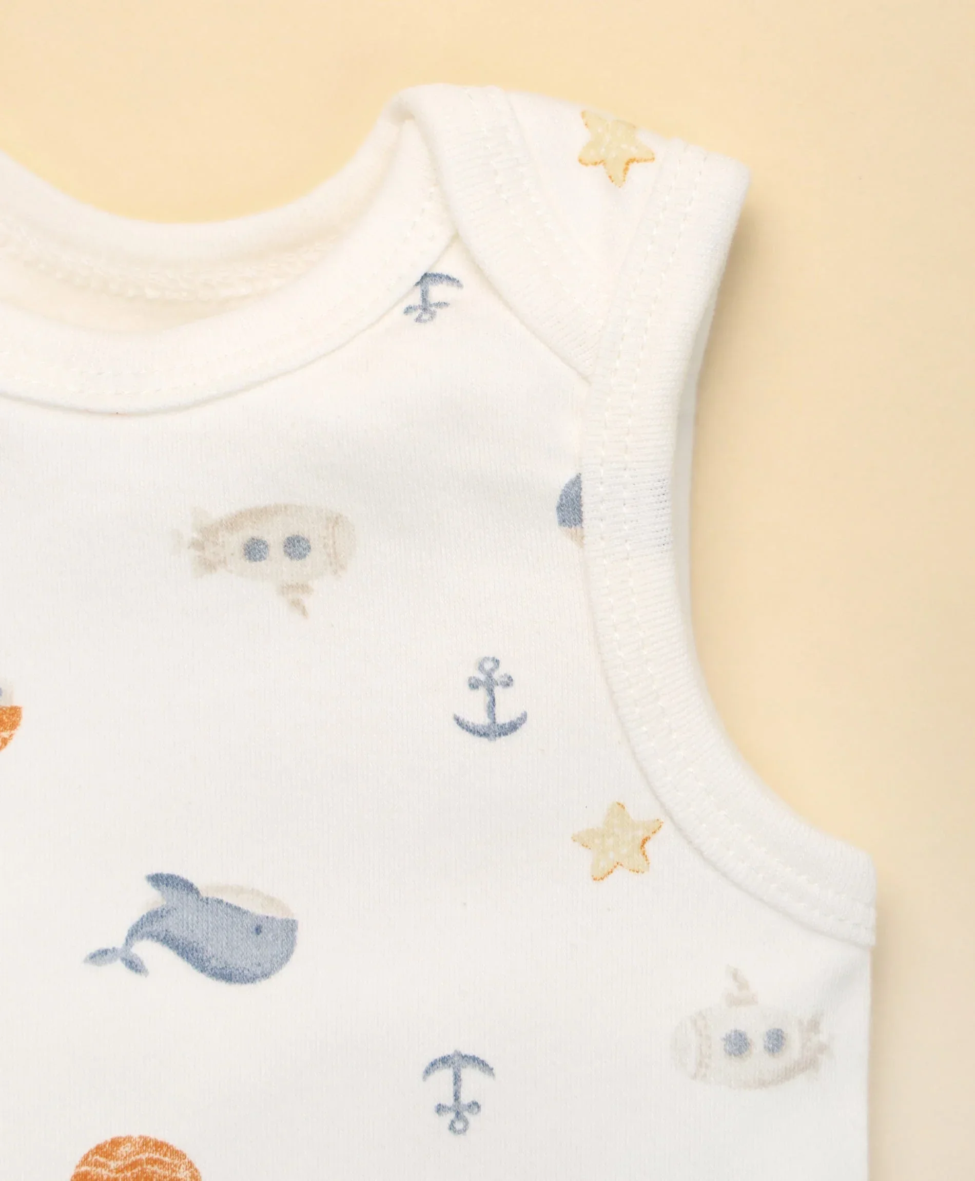 Organic Cotton Singlet Bodysuit - Sea - Image 3