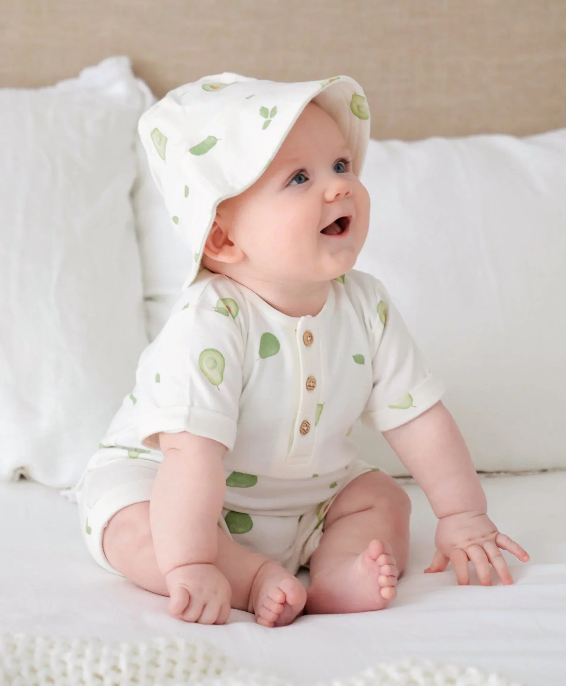Organic Cotton Bucket Sun Hat - Avocados - Image 5