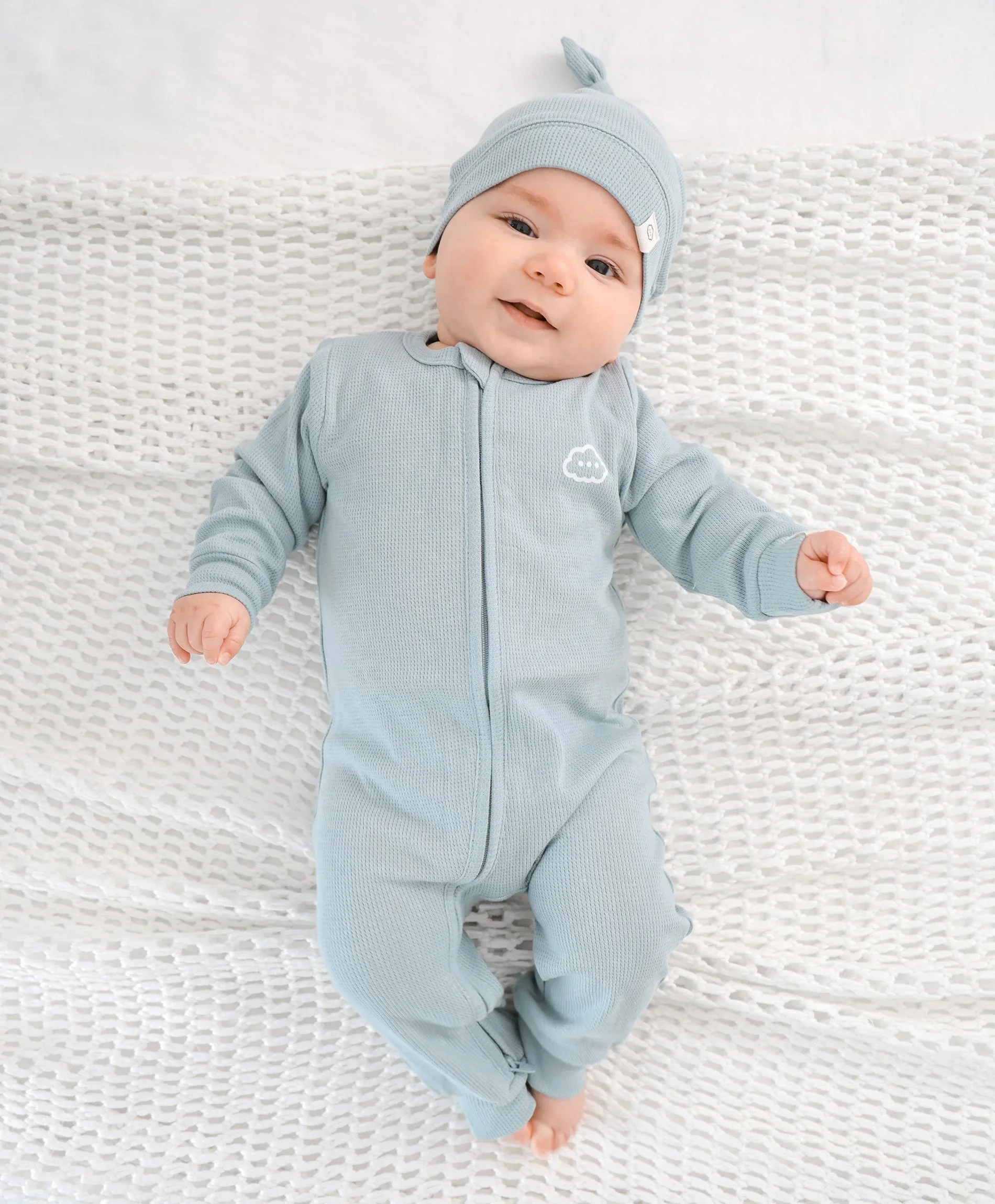 Organic Cotton Waffle Beanie - Dusk Blue - Image 3