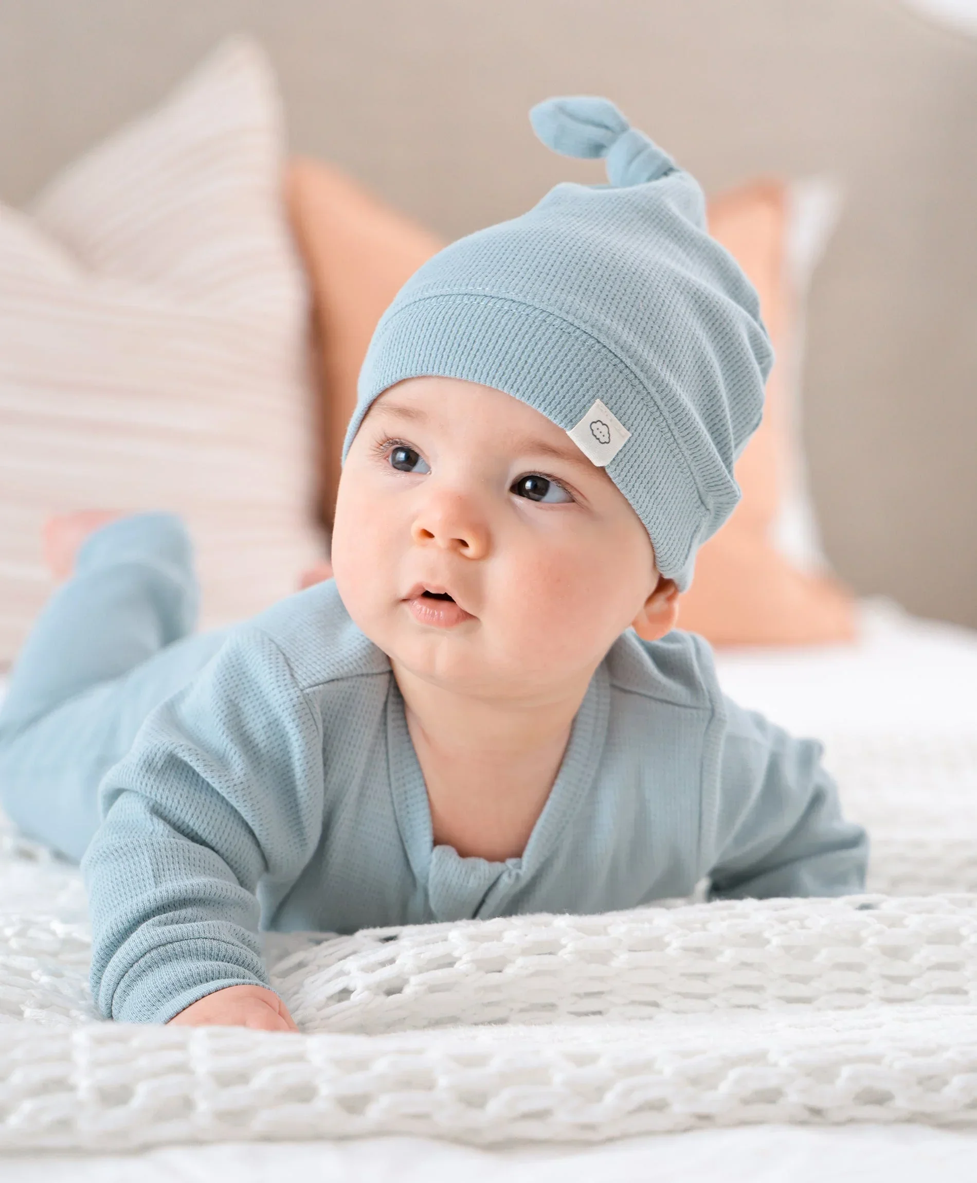 Organic Cotton Waffle Beanie - Dusk Blue - Image 5