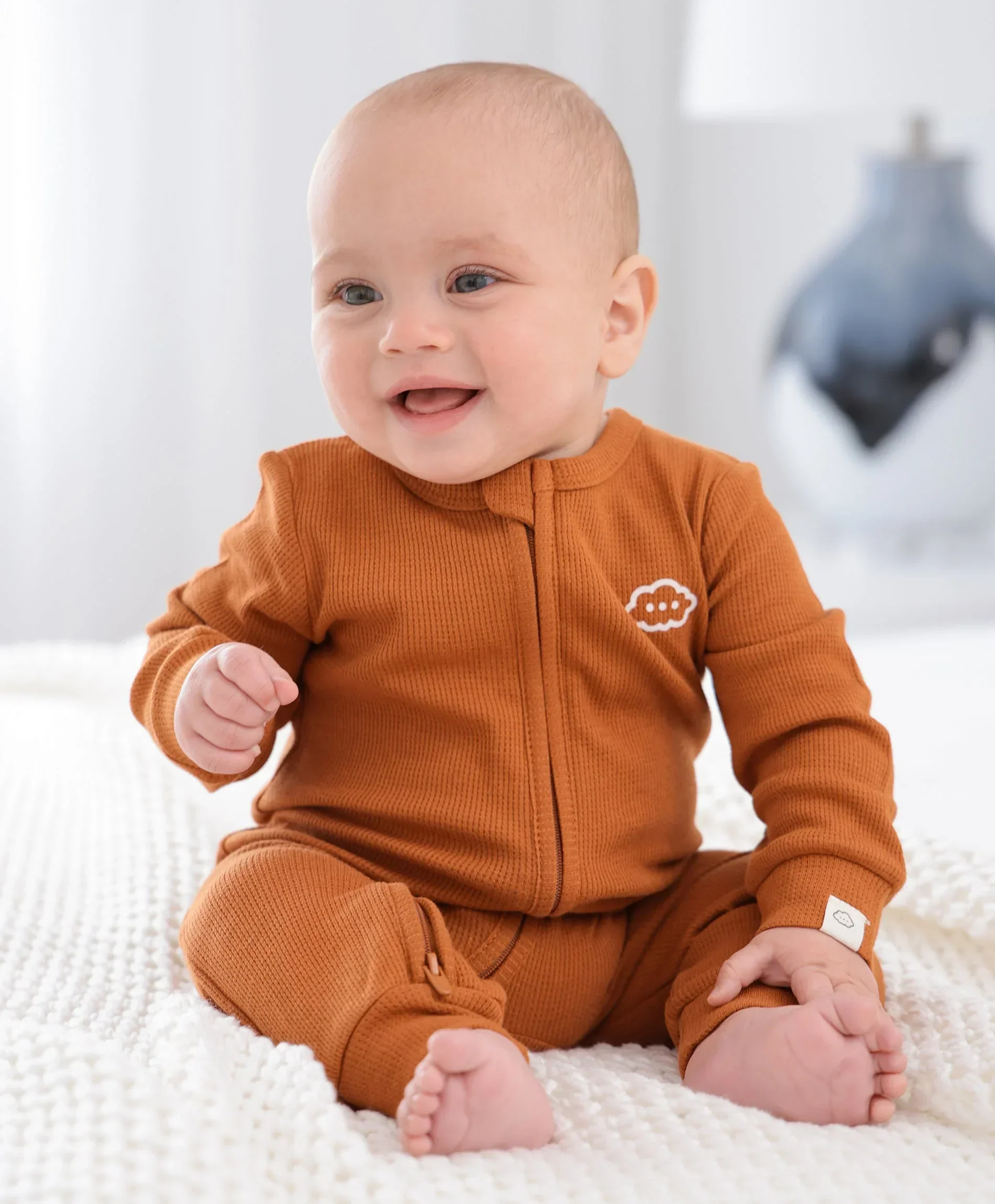 Organic Cotton Waffle Growsuit - Ginger - Image 3