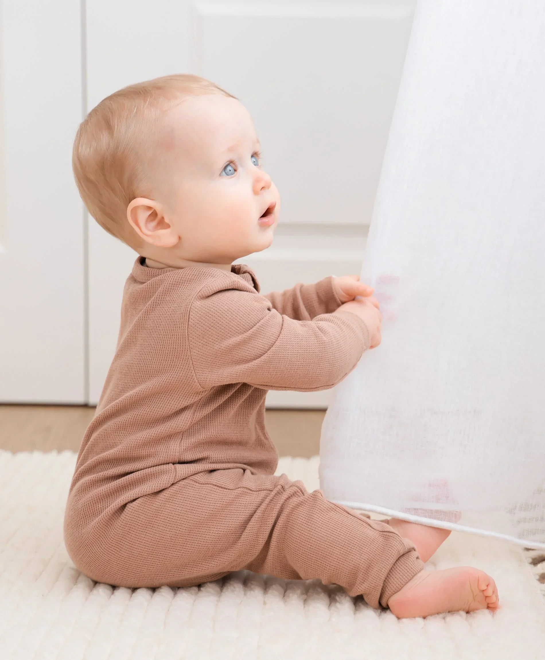 Organic Cotton Waffle Growsuit - Mocha - Image 4