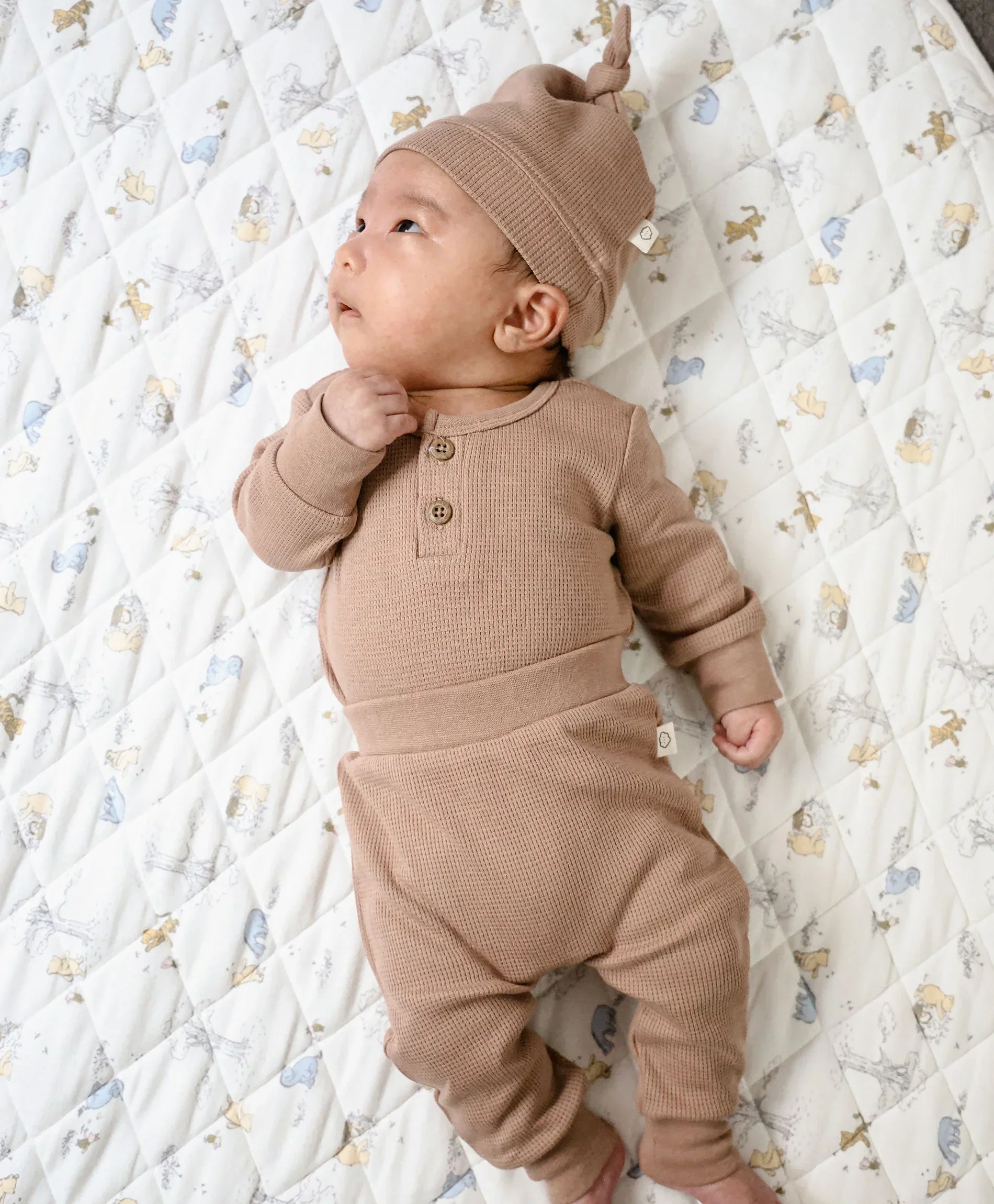 Organic Cotton Waffle Leggings - Mocha - Image 3