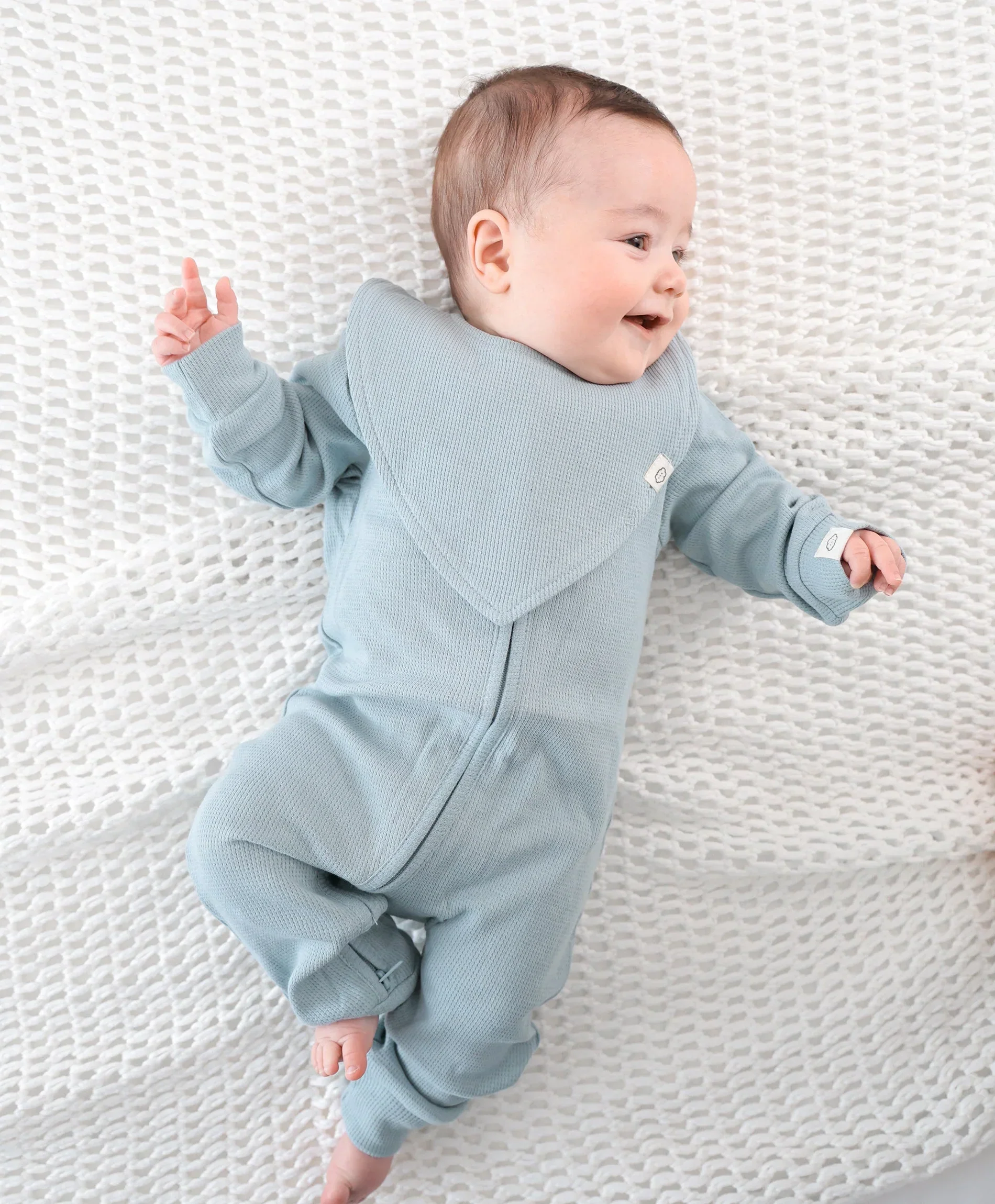 Organic Cotton Waffle Triangle Bib - Dusk Blue - Image 5
